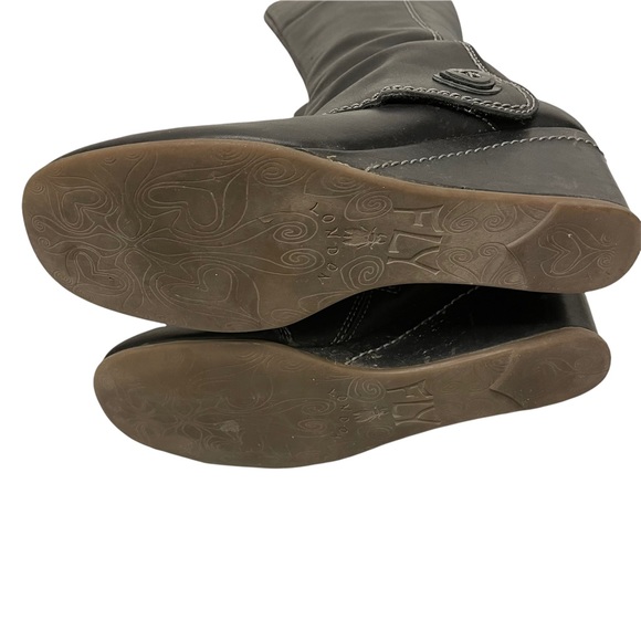 (SOLD) FLY LONDON Tall Knee High Leather Wedge Boot Black 37 - Picture 9 of 10